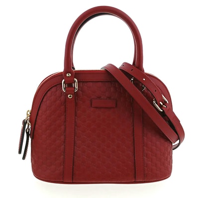 GUCCI グッチ マイクログッチシマ 2WAYハンドバッグ ハンドバッグ 449654 レザー レッド レディース【中古】