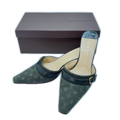 LOUIS VUITTON ルイヴィトン モノグラムミニ 靴 ミュール SIZE 23.5cm グリーン