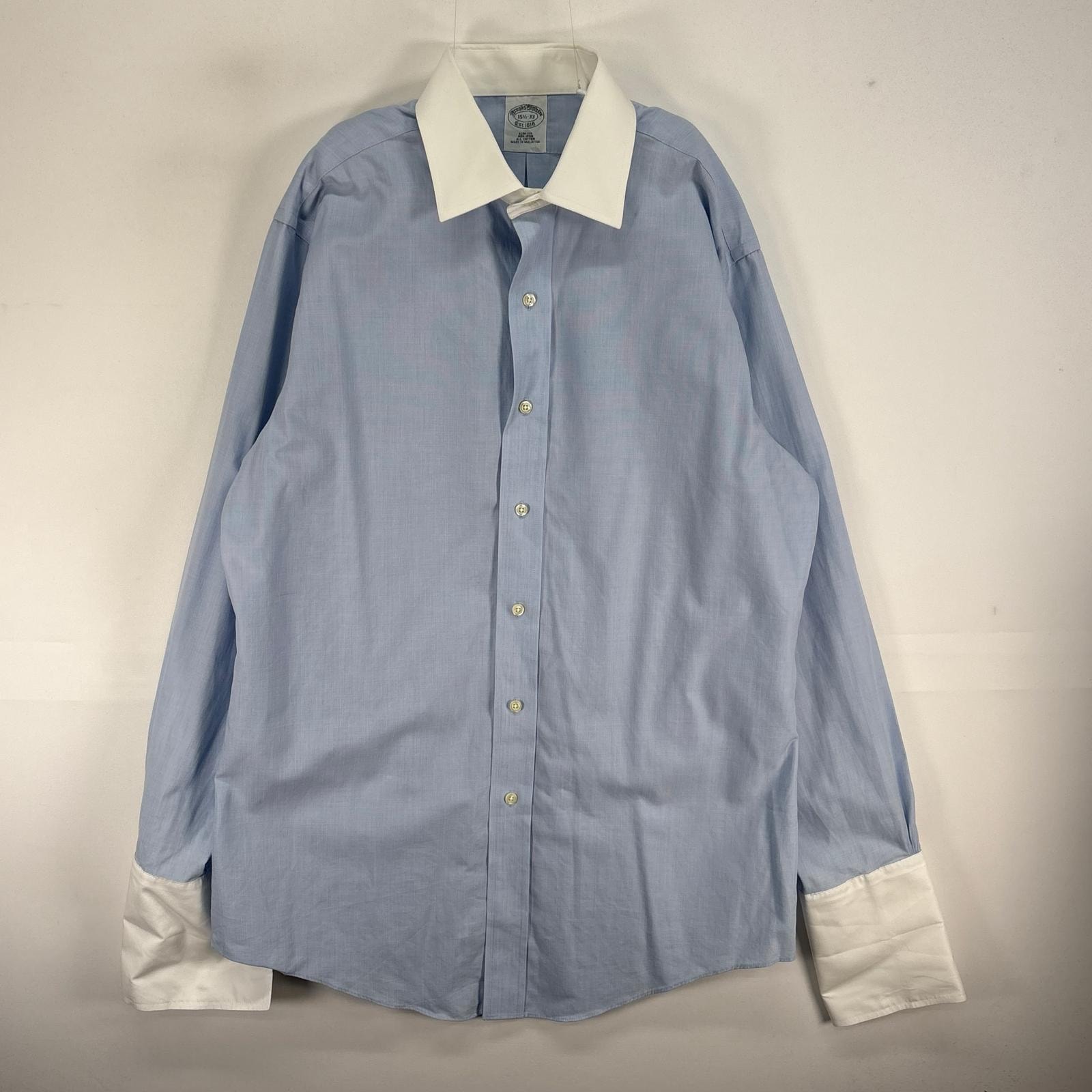 古着 ブルックスブラザーズ Brooks Brothers 長袖シャツ ドレスシャツ カラーステイ M ブルー系 ツートン メンズ