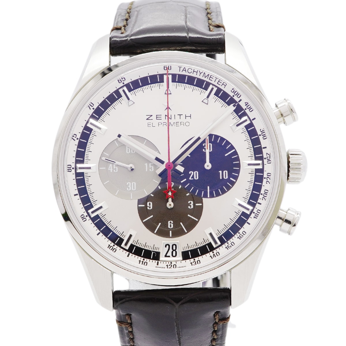 【6wha0076】ゼニス エルプリメロ 36000VPH クロノグラフ 03.2040.400/69.C494 シルバー文字盤【中古】腕時計 メンズ