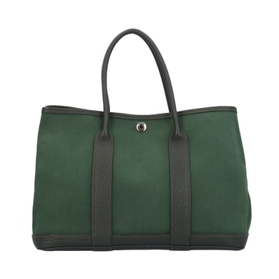 エルメス ガーデンパーティTPM ハンドバッグ トワルアッシュ グリーン レディース HERMES 中古