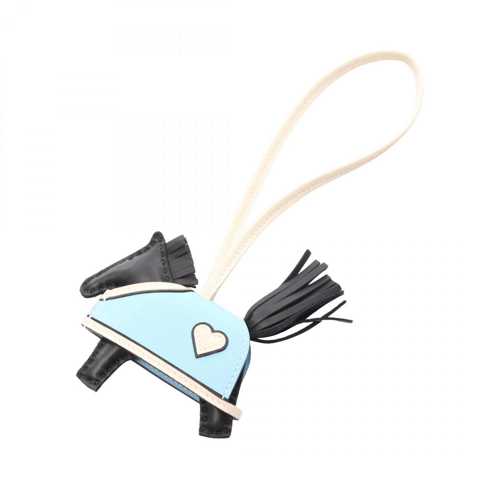 エルメス HERMES ロデオロベオクールPM セレステ クレ チャーム アクセサリー アニョーミロ / ヴォースイフト アニョーミロ レディース ブラック系 / ブルー系 / ホワイト系 【中古】
