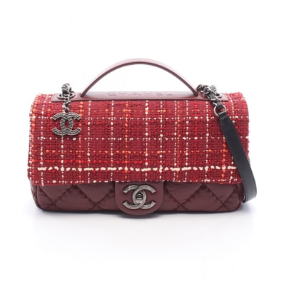 シャネル CHANEL エアライン マトラッセ トップハンドル 2WAY ショルダーバッグ バッグ ファブリック レザー レディース レッド系 / ボルドー系 / マルチカラー 【中古】