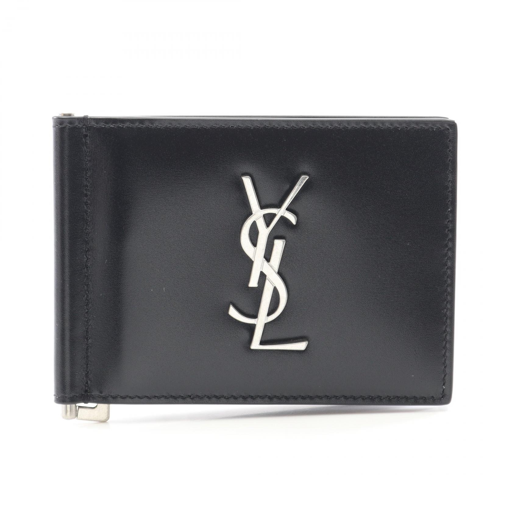 サンローランパリ SAINT LAURENT PARIS モノグラム 二つ折り財布 財布 レザー メンズ ブラック系 4856300SX0E1000 【新品】