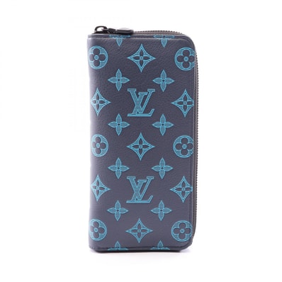 ルイ・ヴィトン LOUIS VUITTON ジッピーウォレット ヴェルティカル ラウンド長財布 財布 レザー モノグラム・シャドウ メンズ ネイビー系 M82322 【中古】