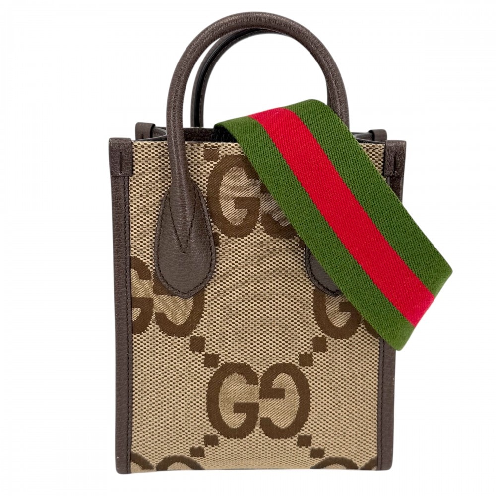 GUCCI グッチ 2WAY ジャンボGG ミニトートバッグ ハンドバッグ ショルダーバッグ 肩掛け 斜め掛け 699406    ベージュ ブラウン 茶 ゴールド金具 レディース【中古品】