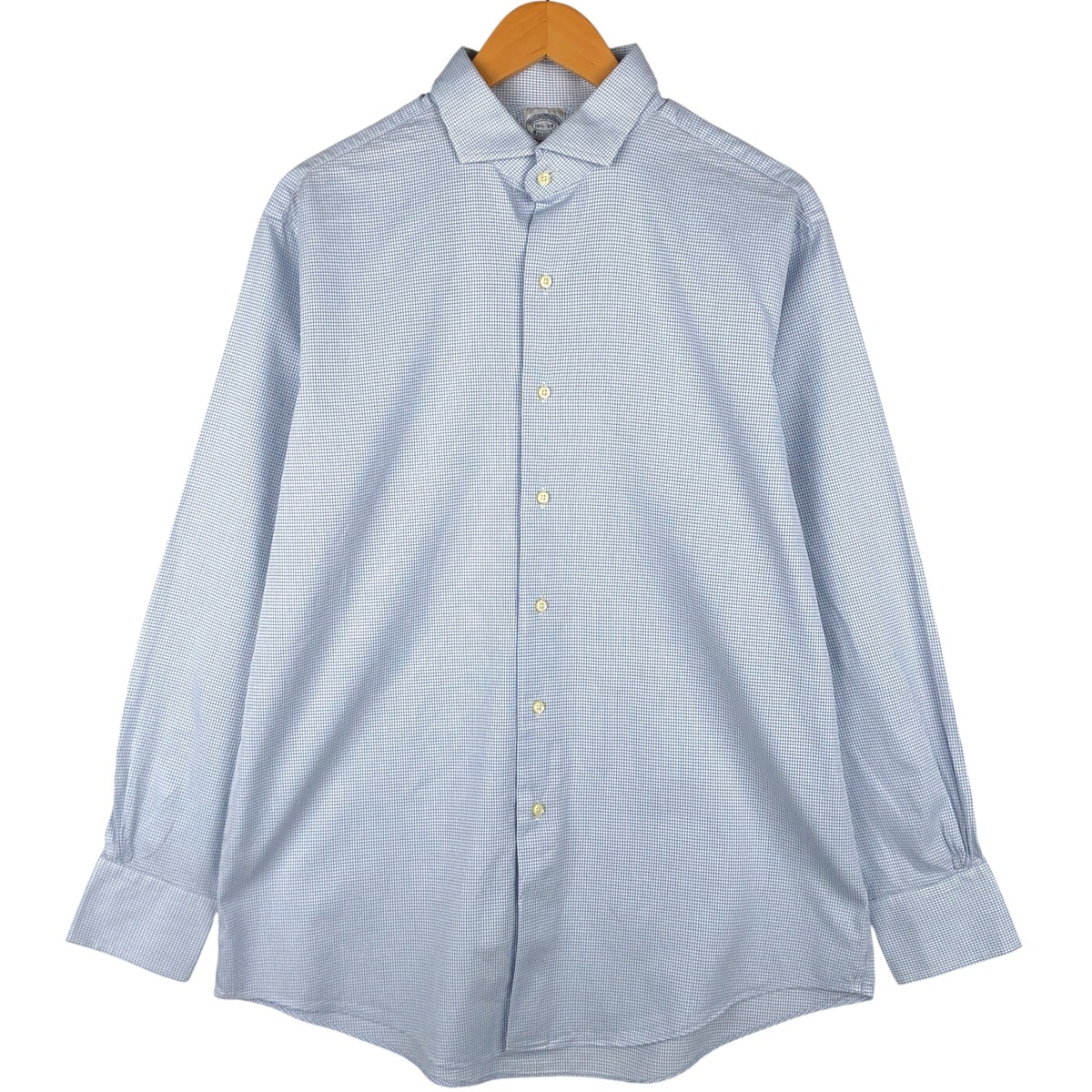 古着 80~90年代 ブルックスブラザーズ Brooks Brothers ワイドカラー 長袖 コットンチェックシャツ USA製 メンズL相当 ヴィンテージ/eaa605948