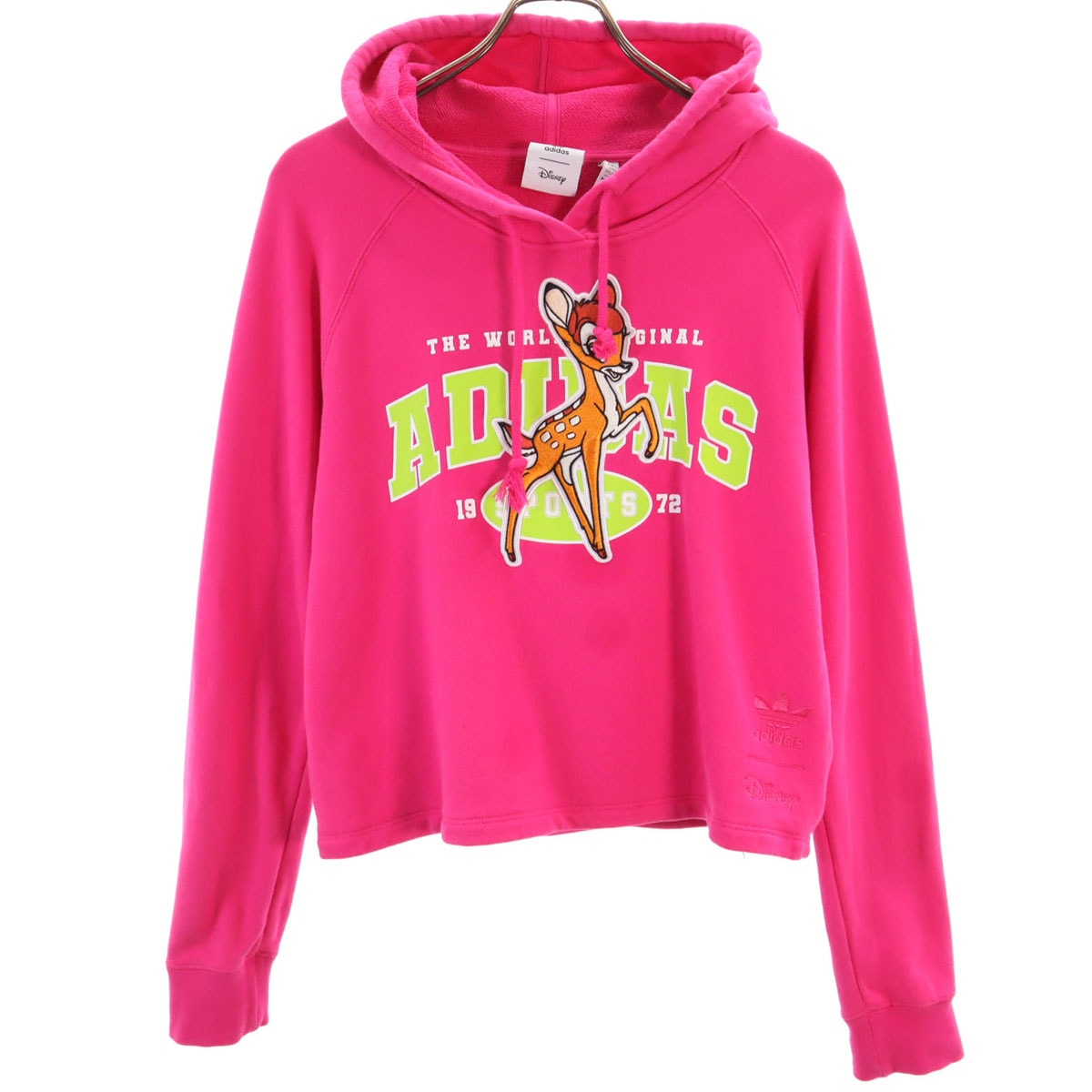 adidas Originals アディダスオリジナルス ディズニー Disney コラボ トレフォイルロゴ バンビ刺繍 長袖 パーカー L ピンク