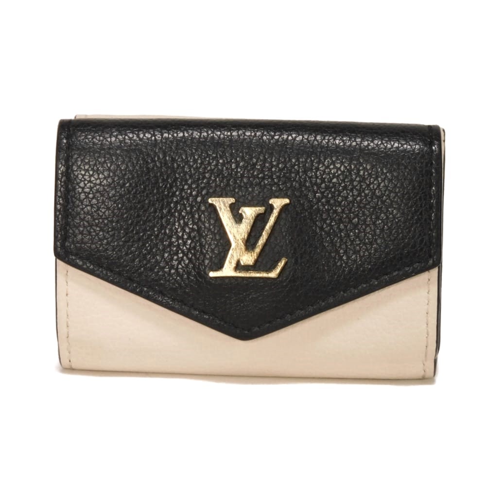 LOUIS VUITTON ルイ・ヴィトン ポルトフォイユ ロック ミニ 現行 グレイ カーフ クレーム ローズ トリコロール スナップボタン 札入れ カードケース コインケース RFID ICチップ LVロゴ ノワール 三つ折り財布 M80984