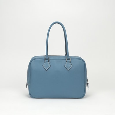 エルメス HERMES プリュム28 プリュム 28 バッグ トートバッグ エプソン ブルージーン Bluejean ブルー Blue 青 シルバー金具 ハンドバッグ ビジネスバッグ ヴォーエプソン