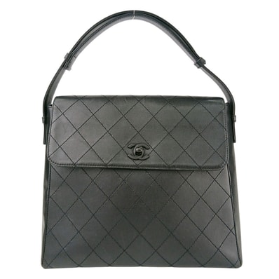 CHANEL シャネル ターンロック マトラッセ ケリー 2WAY ハンドバッグ ヴィンテージ ショルダーバッグ カーフ ブラック レディース【中古】