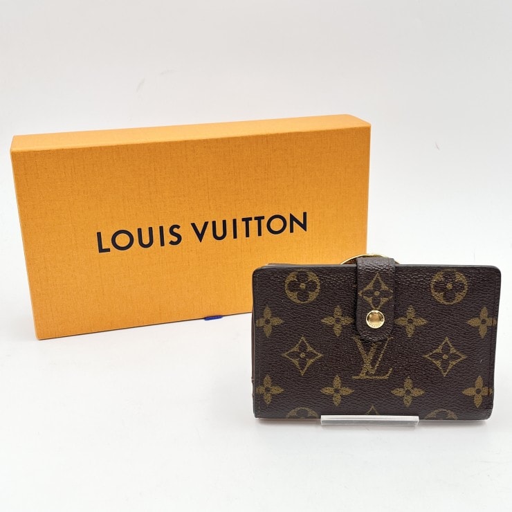 LOUIS VUITTON(ルイヴィトン)ポルトモネ・ビエ・ヴィエノワ モノグラム がま口二つ折り財布 PVC ブラウン ゴールド金具 レディース ウォレット【中古】