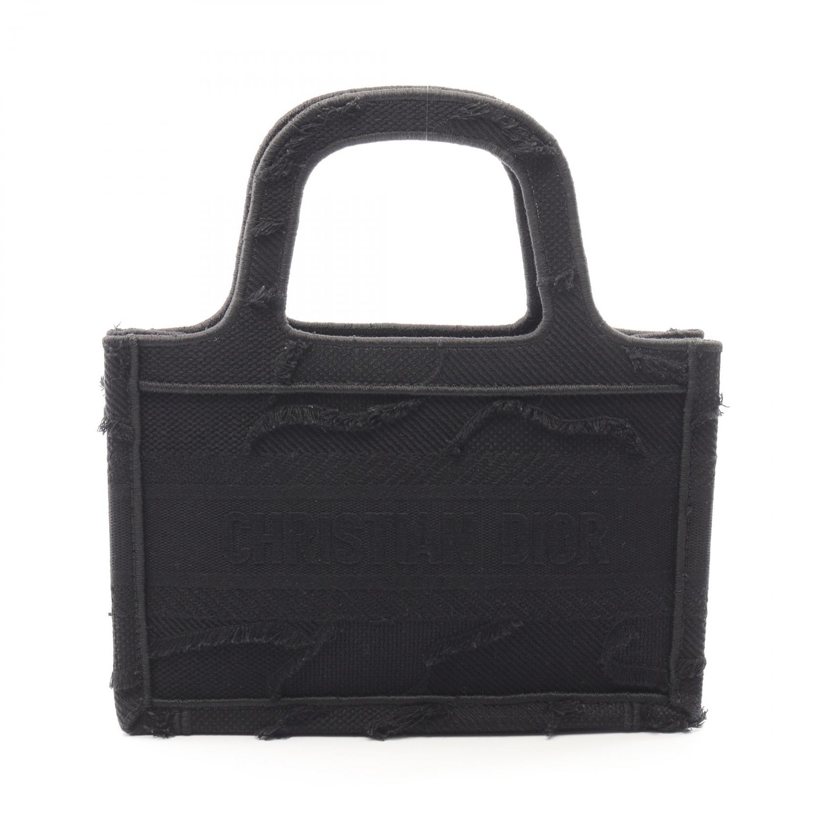 ディオール Dior BOOK TOTE ブックトート ミニ ハンドバッグ バッグ キャンバス レディース ブラック系 【中古】