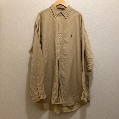 Ralph Lauren【ラルフローレン】長袖 シャツ ベージュ ワンポイント ロゴ L