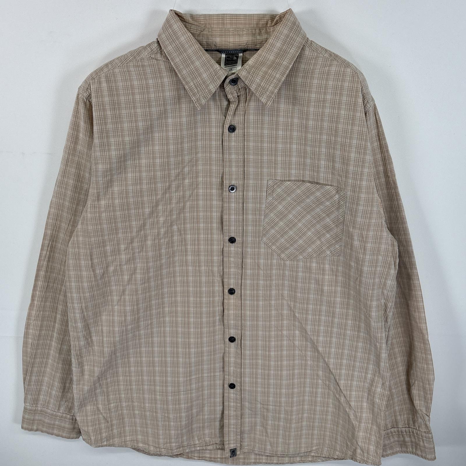 古着 ザ・ノースフェイス THE NORTH FACE 長袖シャツ ボタンシャツ 胸ポケ ワンポイント ロゴ L ベージュ系 チェック メンズ