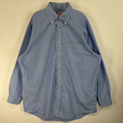 古着 ブルックスブラザーズ Brooks Brothers 長袖シャツ ボタンダウン 346 胸ポケ 16 1/2-2/3 L-XL ブルー ストライプ メンズ
