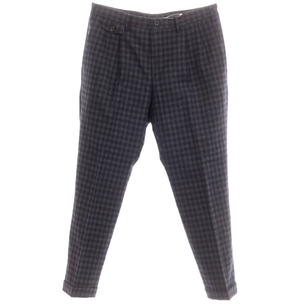 【中古】ジャーナルスタンダード JOURNAL STANDARD ストレッチ ウール チェック カジュアルスラックスパンツ ネイビーxグレー【サイズL】【メンズ】