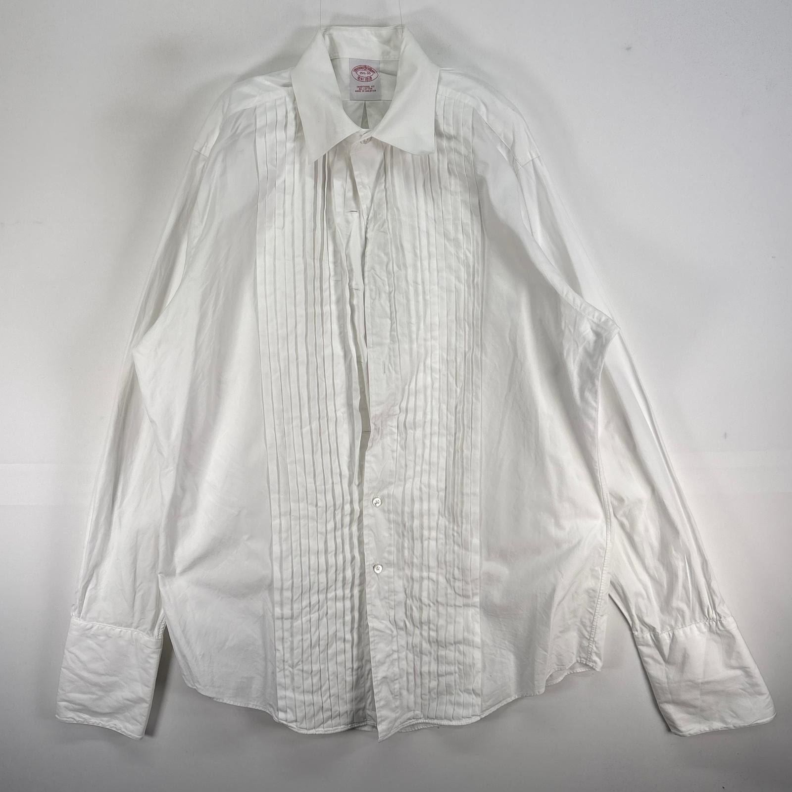 古着 ブルックスブラザーズ Brooks Brothers 長袖シャツ カフス ドレスシャツ M ホワイト系 総柄 メンズ