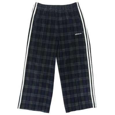 アディダス コーデュロイ タータン ワイドレッグパンツ ボトムス レディース グリーン M IX7415 24年製 M