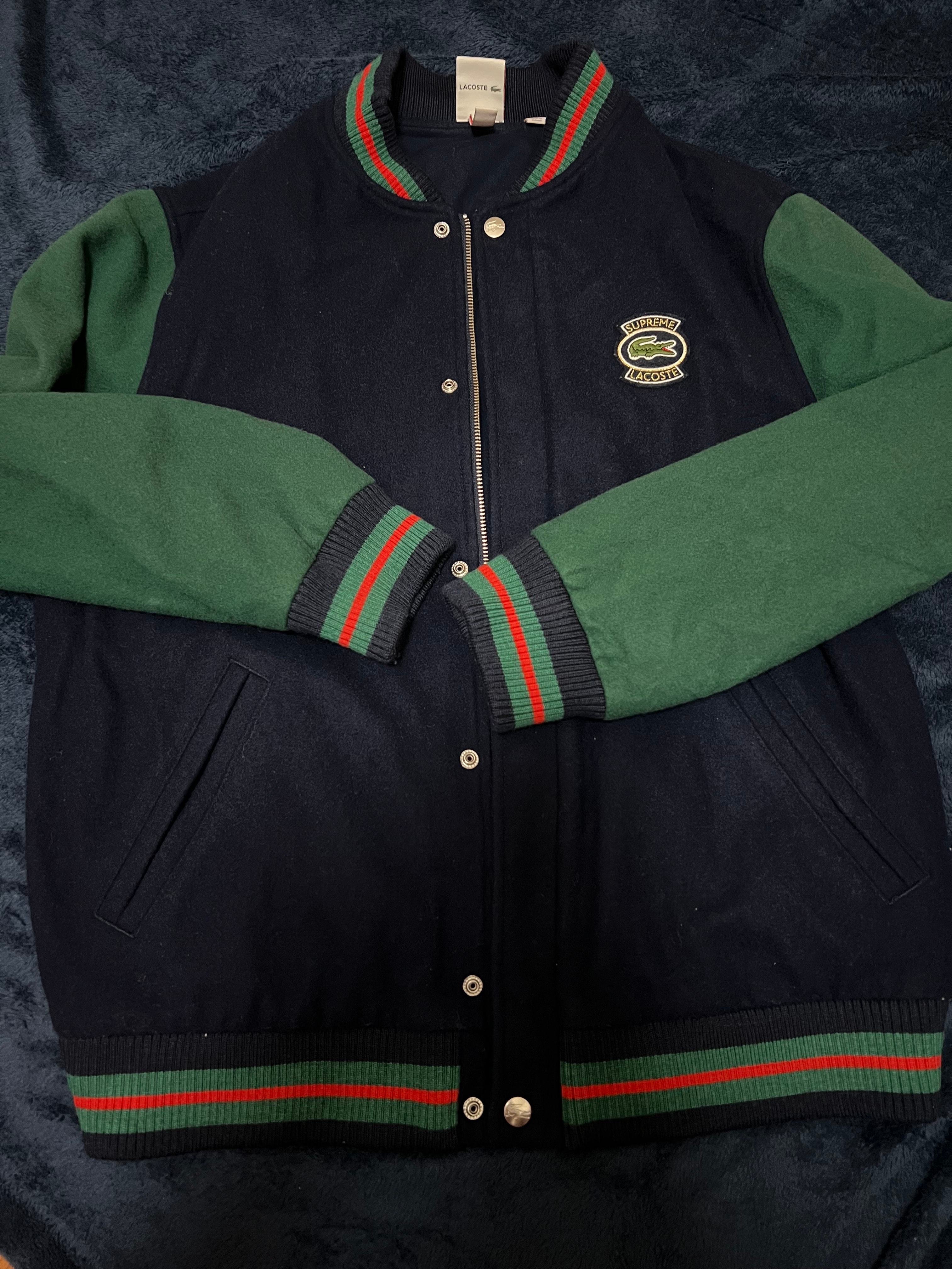 Supreme / LACOSTE Wool Varsity Jacket "Navy"