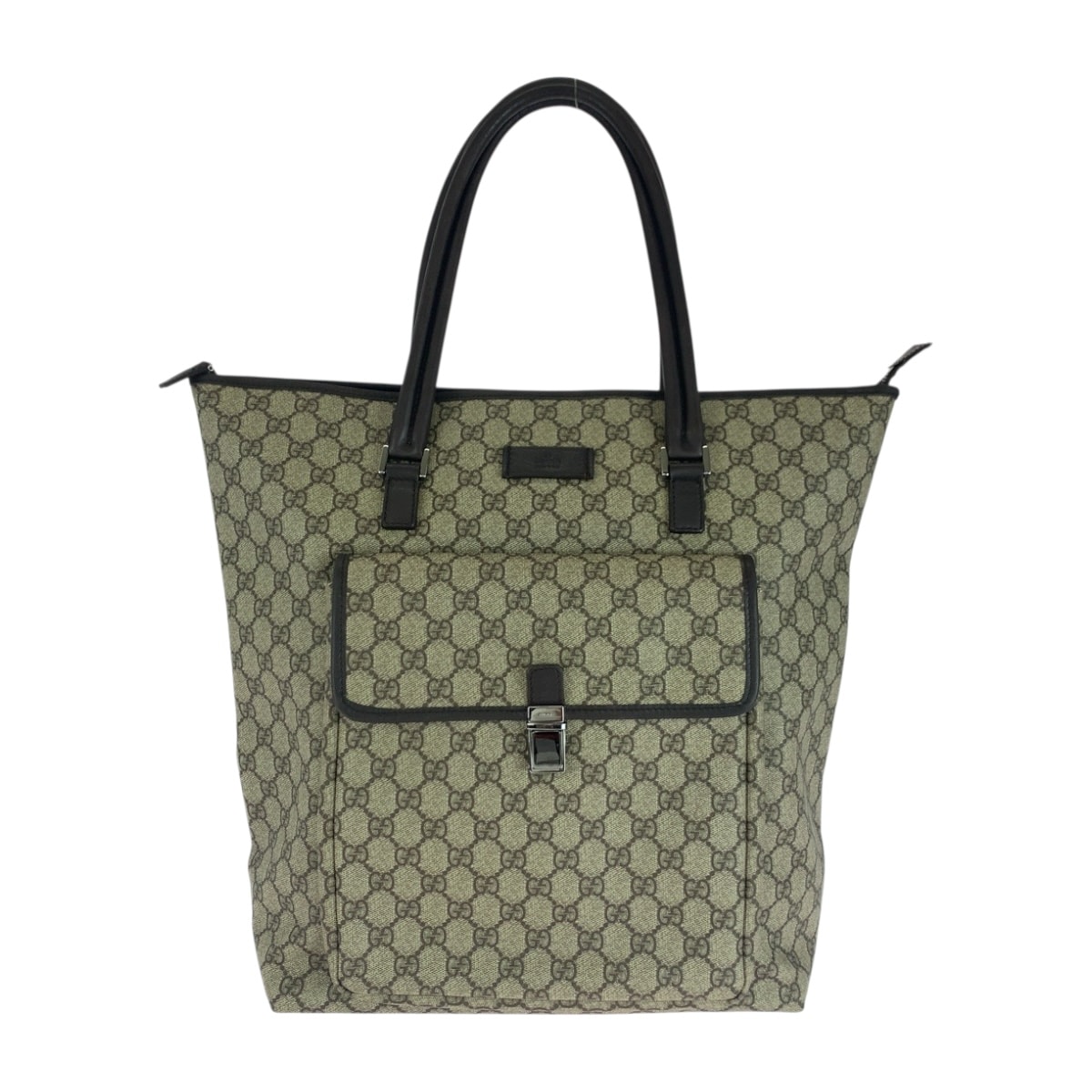 美品 GUCCI グッチ ベージュ ブラウン シルバー金具 GGスプリームキャンバス トートバッグ ショルダーバッグ 505157 【中古】