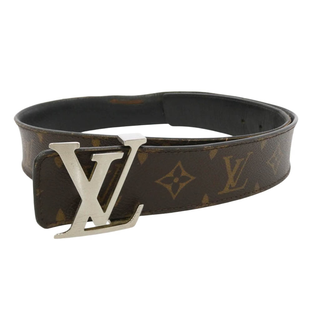 LOUIS VUITTON ルイ・ヴィトン M9821 モノグラム LVイニシャル レザー ベルト ブラウン系 80/32【中古】