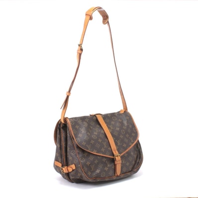 LOUIS VUITTON ルイヴィトン ショルダーバッグ モノグラム ソミュール35 ヌメ革シミ有 M42254