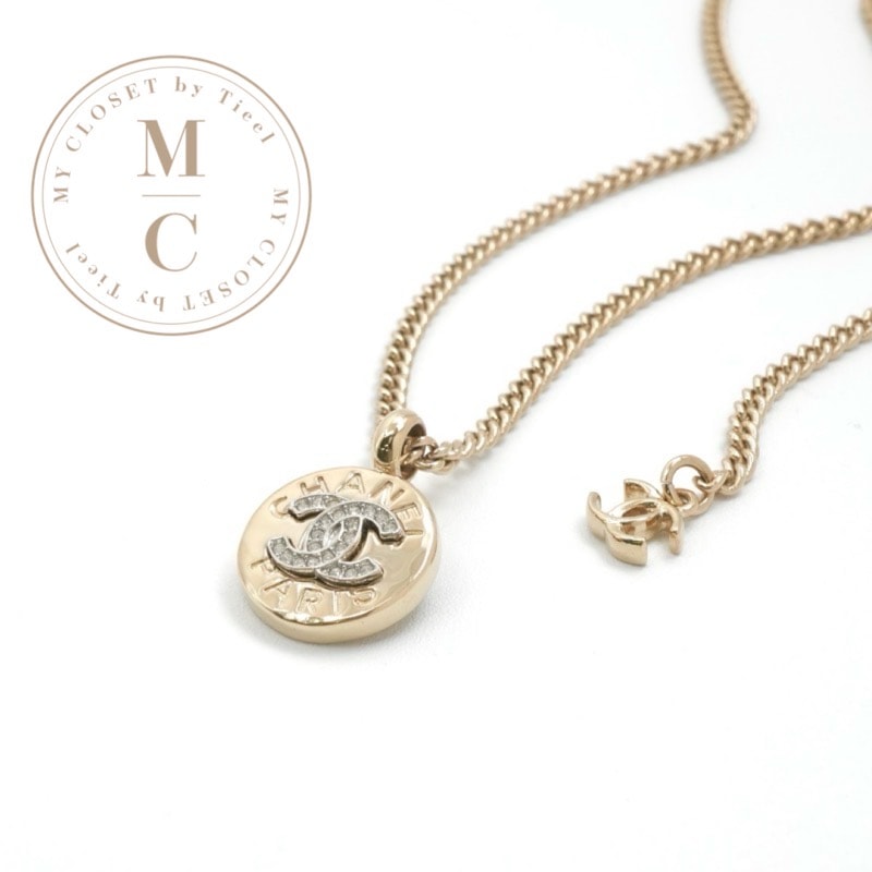 シャネル CHANEL ネックレス ペンダント チョーカー ゴールド ココマーク ロゴ ラインストーン