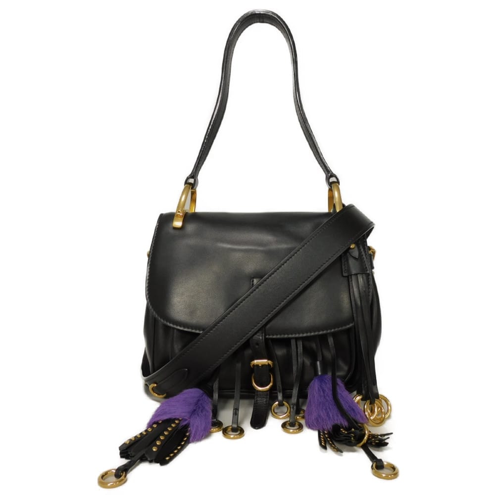 PRADA プラダ コルセール ロゴメタル スタッズ フリンジチャーム ブラック 2WAY ショルダーバッグ コルセア シティカーフ ネロ ショルダーバッグ 1BD080 2AIX F0002