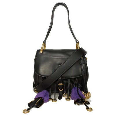 PRADA プラダ コルセール ロゴメタル スタッズ フリンジチャーム ブラック 2WAY ショルダーバッグ コルセア シティカーフ ネロ ショルダーバッグ 1BD080 2AIX F0002