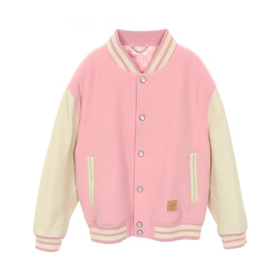 ルイ・ヴィトン LOUIS VUITTON シグネチャーレザー バーシティジャケット スタジャン 衣料品 アウター ウール カシミヤ レザー ピンク メンズ ピンク系 / ホワイト系 【中古】