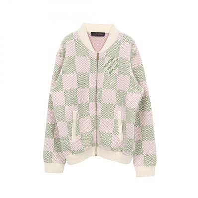 ルイ・ヴィトン LOUIS VUITTON ダミエジャカード ジップスルー ブルゾン 衣料品 アウター コットン ピンク メンズ ホワイト系 / ピンク系 / グリーン系 【中古】