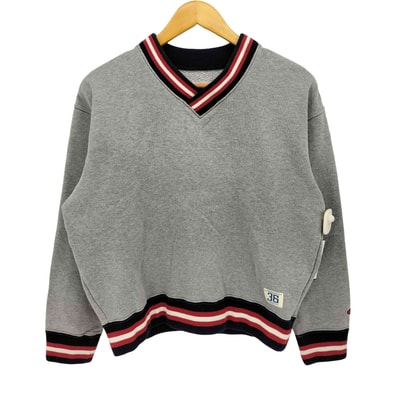 復刻タタキタグ ストライプリブ Vネック スウェット【1139273943345】