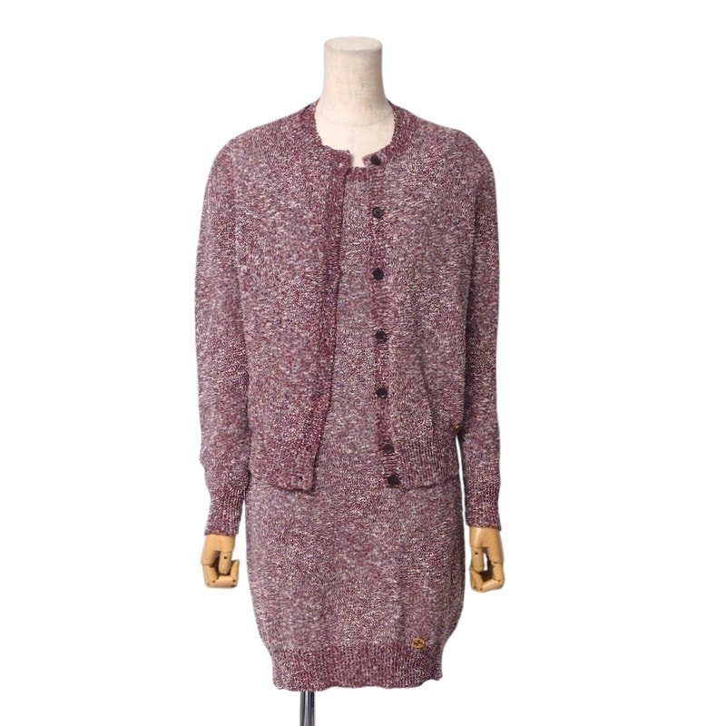 ■美品■GUCCI グッチ アンサンブル サイズS ニットカーディガン ニットワンピース GGロゴ ラメ レッド【おすすめ】 イタリア製 ブランド古着【中古】20250228/RA3609