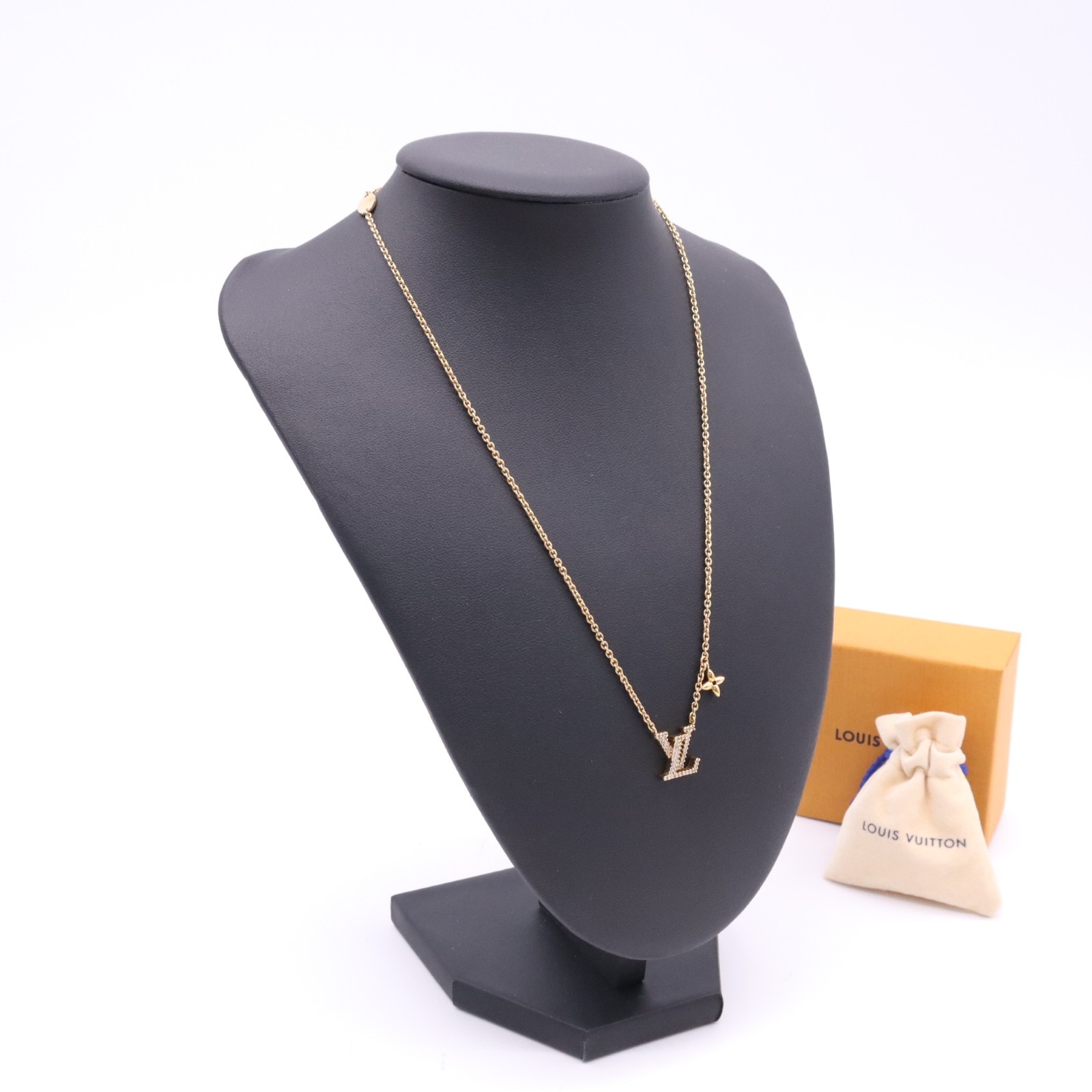 美品 LOUIS VUITTON ルイ・ヴィトン ネックレス LVアイコニック M00596 ネックレス ゴールド ホワイト GP レディース