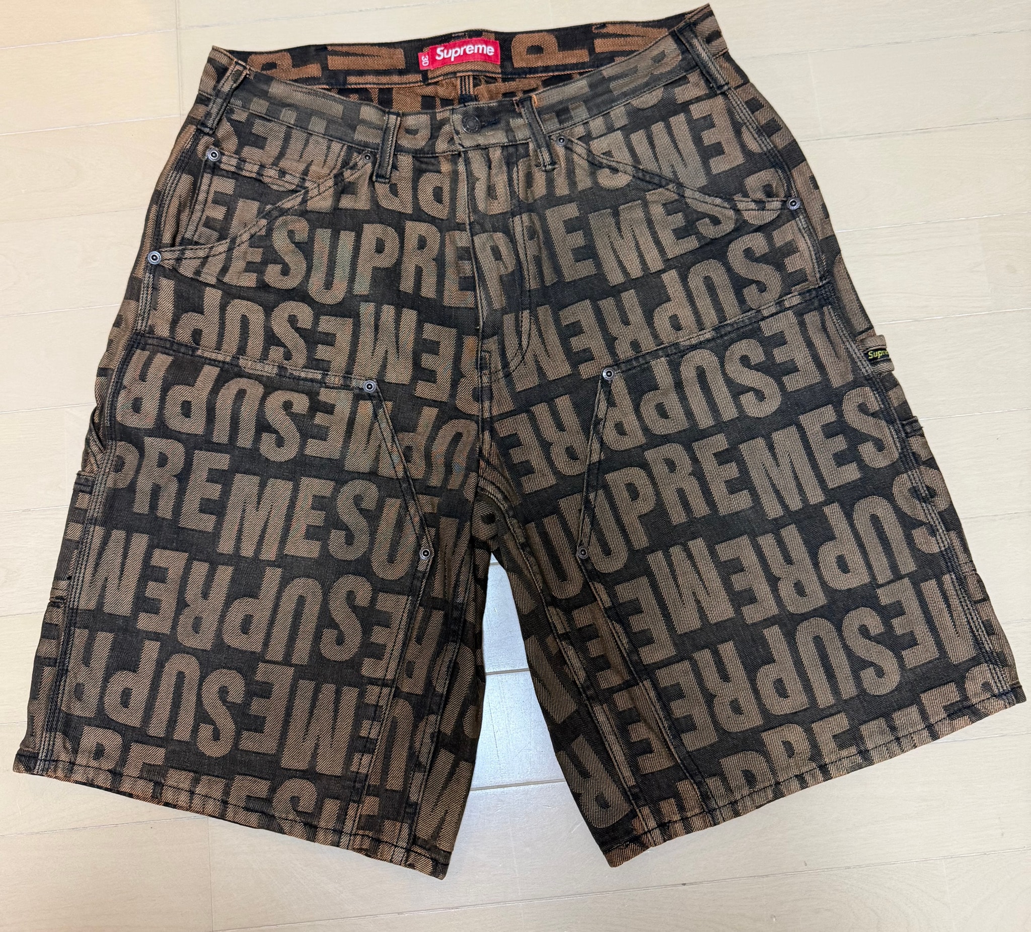 Supreme Repeat Jacquard Double Knee Denim Short "Dark Brown"
