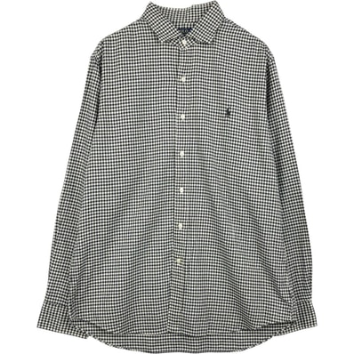 古着 ラルフローレン Ralph Lauren POLO RALPH LAUREN SLIM FIT ギンガムチェック ワイドカラー 長袖 コットンチェックシャツ メンズXL相当/eaa659345