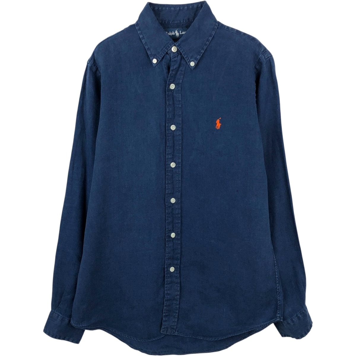 古着 ラルフローレン Ralph Lauren CUSTOM FIT 長袖 リネン ボタンダウンシャツ メンズS相当/eaa652264