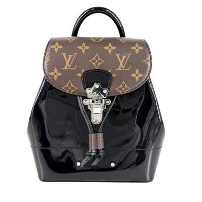 LOUIS VUITTON ルイヴィトン リュック ホットスプリング バックパック かばん 鞄 M55769 ヴェルニ モノグラム ブラウン 茶 ブラック 黒 シルバー金具 レディース 美品【中古品】