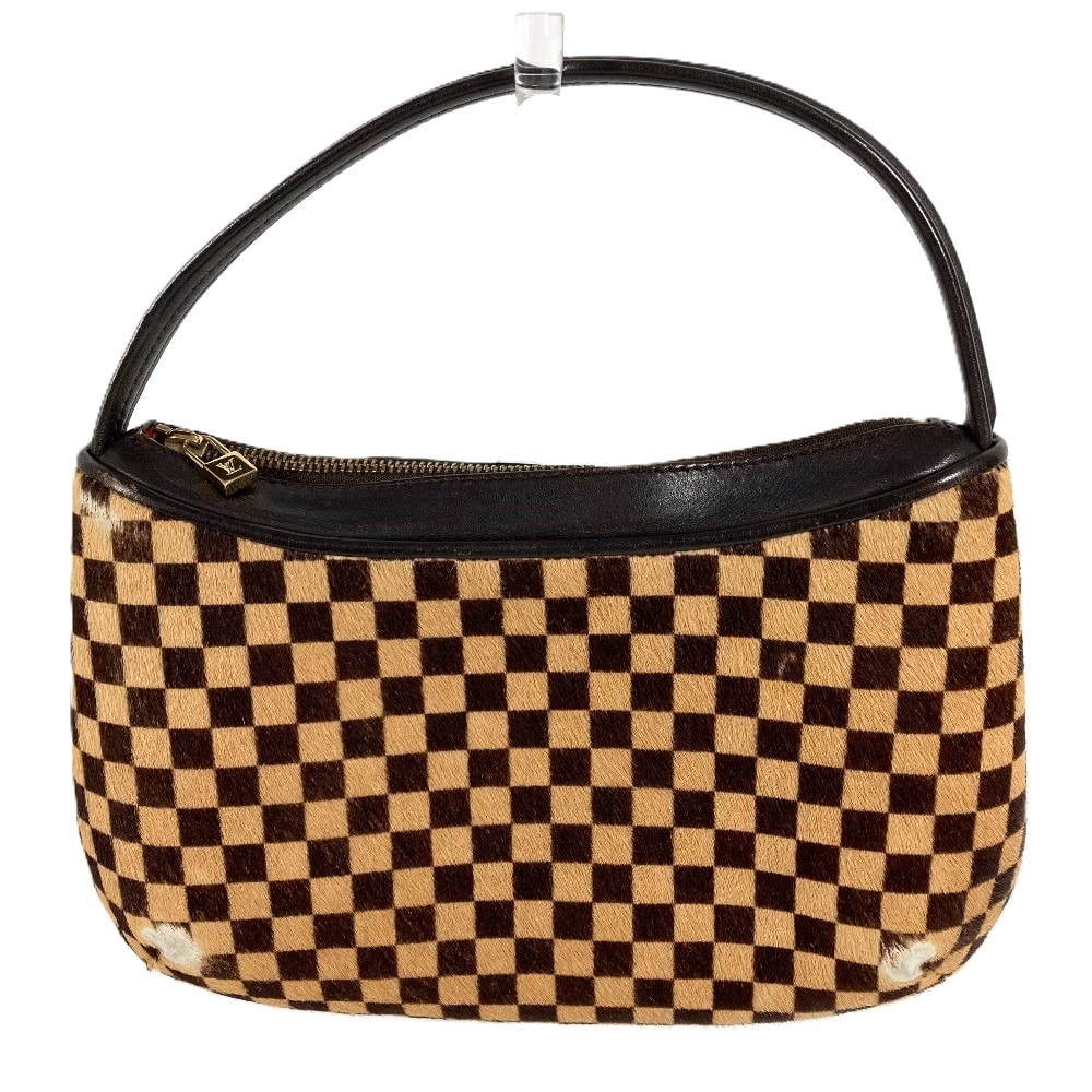 ルイヴィトン LOUIS VUITTON タイガー M92132 ダミエ ソバージュ カバン アクセサリーポーチ ハンドバッグ レザー/ハラコ ブラウン