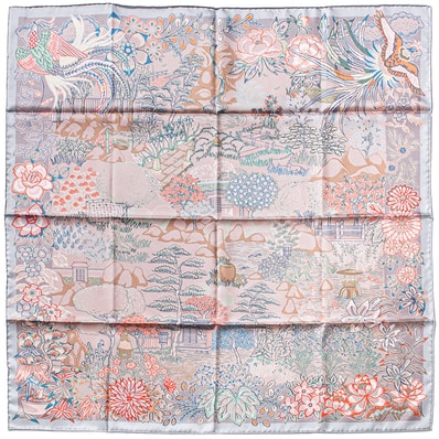 【未使用】HERMES エルメス スカーフ カレ90 Mille Feuilles de Soie ミルフィーユ・ドゥ・ソワ 904126S 01 シルク グレー マルチカラー【中古】