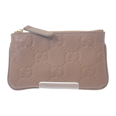グッチ GUCCI GGエンブレム キーポーチ 815891 AAEEM 1523 ポーチ GGグレインレザー ベージュ ゴールド金具 レディース メンズ【中古】【Aランク】