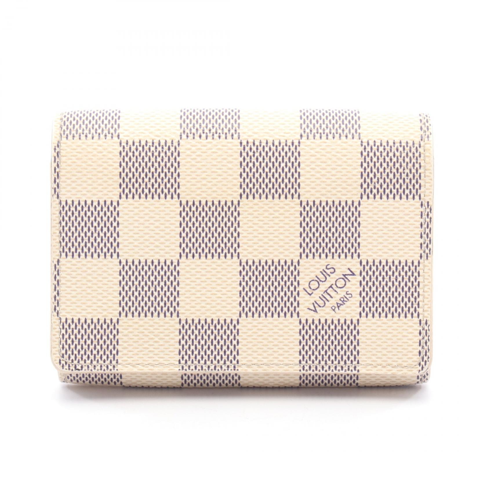 ルイ・ヴィトン LOUIS VUITTON アンヴェロップ カルトドゥヴィジット カードケース アクセサリー レザー PVC ダミエ・アズール レディース ホワイト系 N61746 【中古】