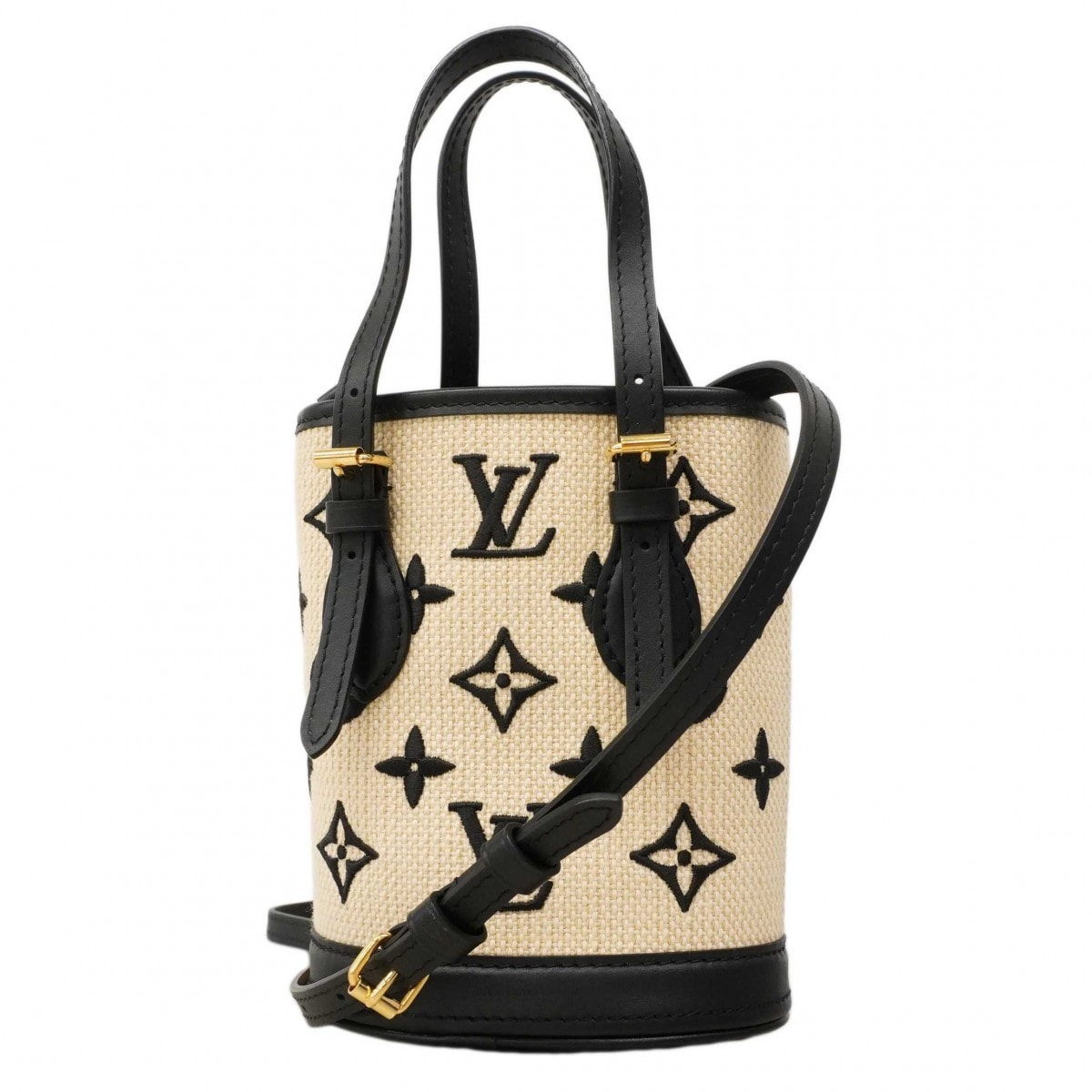 【6dd4682】ルイヴィトン ハンドバッグ LVバイザプール ナノバケット M82418 ベージュ ノワール 2wayバッグ【中古】レディース