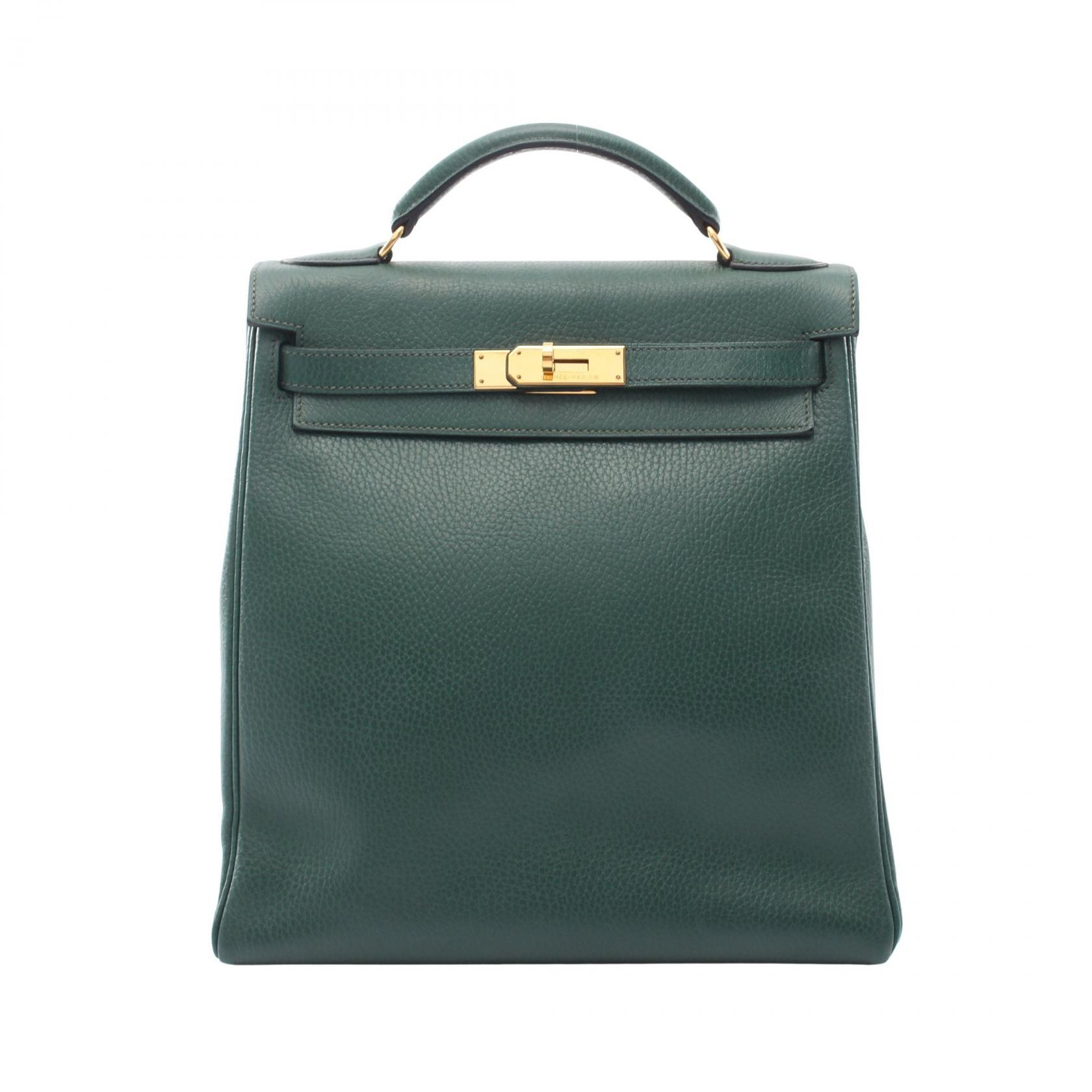 エルメス HERMES ケリーアドGM 内縫い リュックサック バックパック バッグ レザー アルデンヌ アルデンヌ □C刻印(1999年製造) レディース グリーン系 【中古】