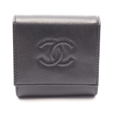 シャネル CHANEL ココマーク 二つ折り財布 財布 キャビアスキン(グレインドカーフ) レディース ブラック系 【中古】