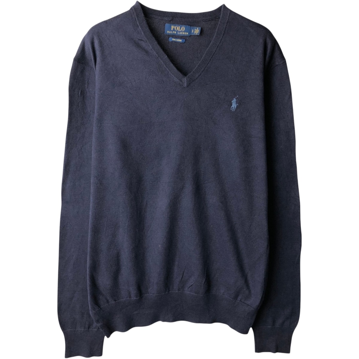 古着 ラルフローレン Ralph Lauren POLO RALPH LAUREN PIMA COTTON Vネック ピマコットンニットセーター メンズS相当/eaa637233