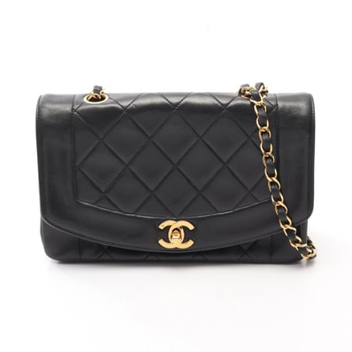 シャネル CHANEL マトラッセ ダイアナフラップ ショルダーバッグ バッグ ラムスキン(羊革) レディース ブラック系 A01164 【中古】