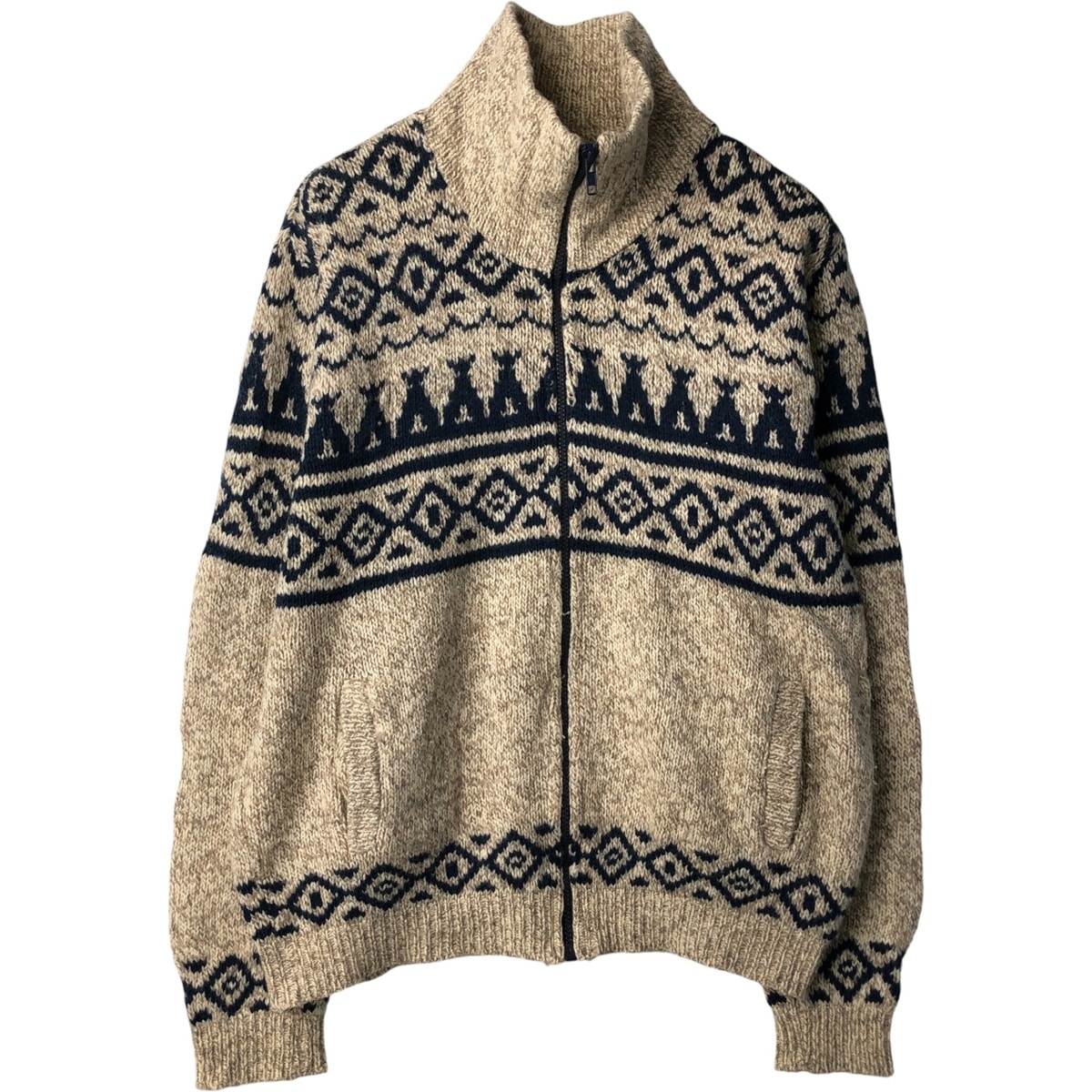 古着 エルエルビーン L.L.Bean 総柄 ドライバーズニットセーター USA製 メンズL相当/eaa600143