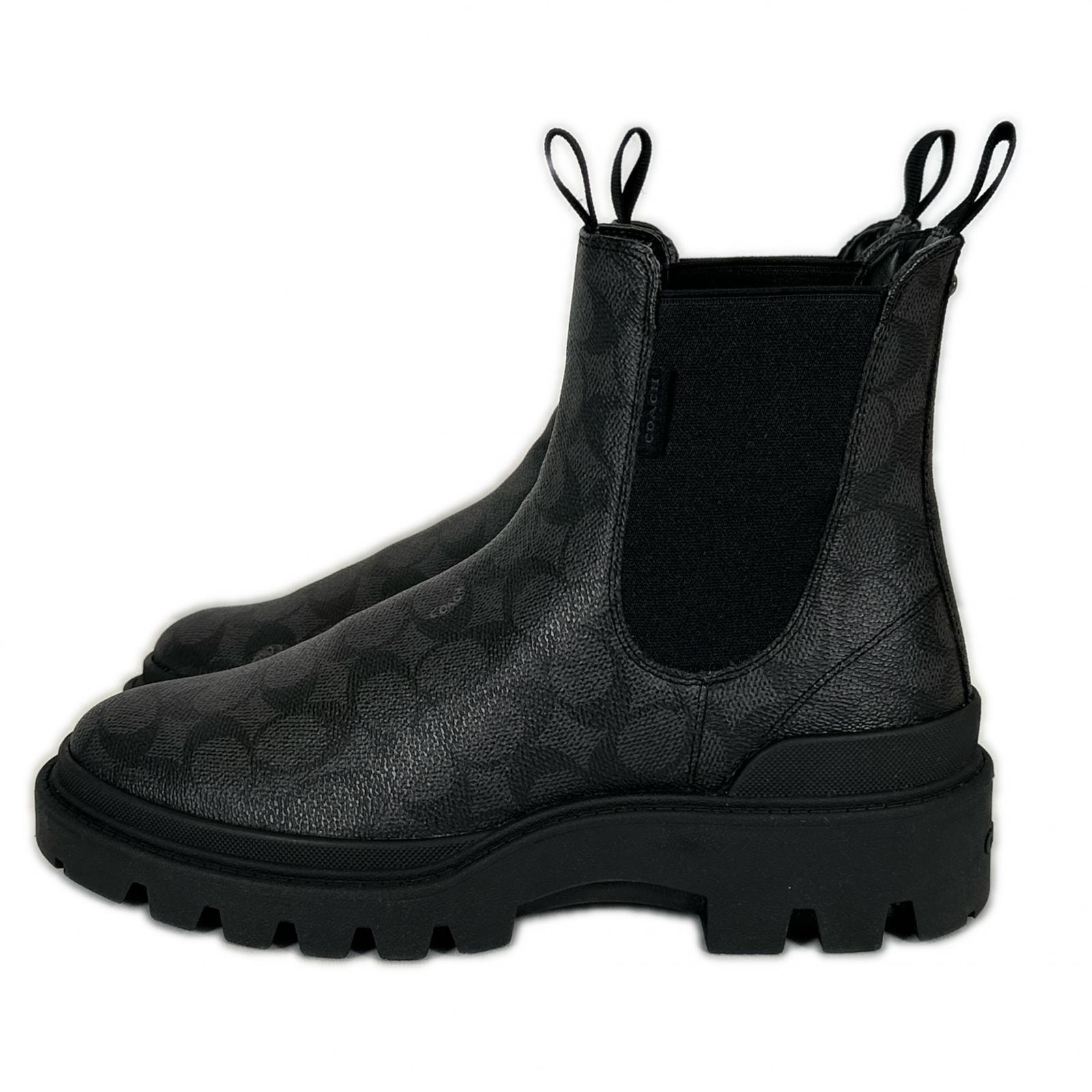 COACH コーチ ブーツ 厚底サイドゴアブーツ コリンブーツ Collin Boot 25.5cm ファッション ファッション小物 アイテム ブラック ダークグレー キャンバス メンズ